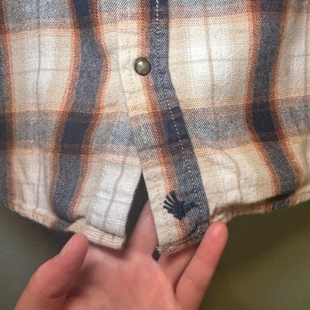 Cody James Boys Brown Tan Plaid Flannel Button Up Long Sleeve Western Shirt - Picture 2 of 10